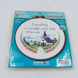 Dimensions Learn-A-Craft 1998 Everything Is Possible Counted Cross Stitch Kit 6"
